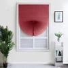 Red pleated blinds