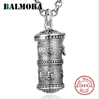 

BALMORA 925 Sterling Silver Buddhistic Six Words' Sutra Pendants for Women Men Thai Silver Jewelry Without a Chain