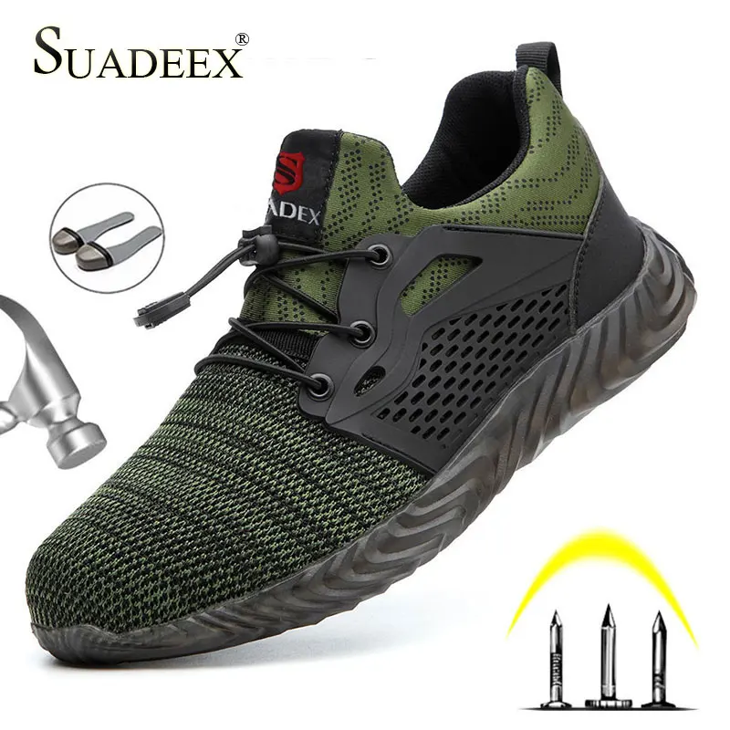 Najtaniej SUASEEX buty robocze bhp mężczyźni antypoślizgowe buty do pracy kobiety stalowe czapki buty odporne na przebicie Anti smashing Indestructiable Shoes