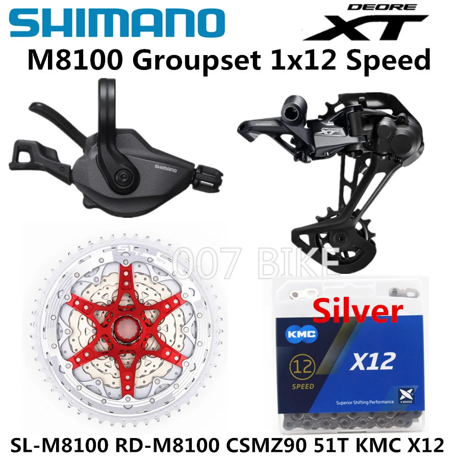 SHIMANO DEORE XT M8100 комплект горного велосипеда MTB 1x12-Speed CSMZ903 11-51T SL+ RD+ CSMZ90+ X12 M8100 переключатель заднего хода - Цвет: z90 S 51T X12 silver