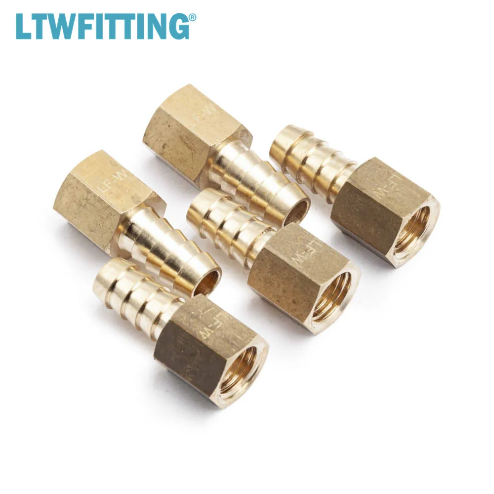 LTWFITTING Brass Fitting Coupler / Adapter 3/8&quot Hose Barb x 1/4&quot Female NPT Fuel Gas | Обустройство дома