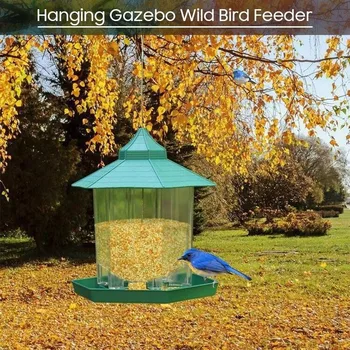 

Green Bird Feeder Plastic Hanging Bird Food Container Outdoor Waterproof Bird Feeder Pet Supplies Garden Decoration