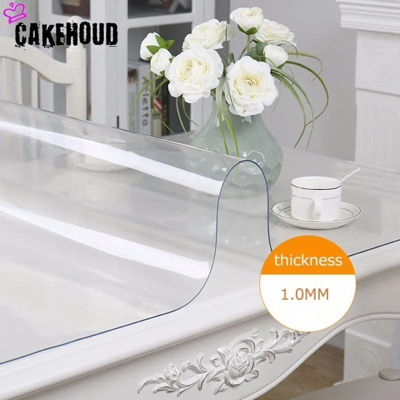  CAKEHOUD Modern PVC Transparent Waterproof Tablecloth Kitchen Table Cover Waterproof Soft Glass Pat