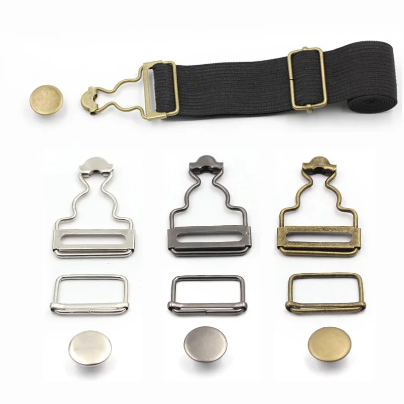 Suspenders Buckle Fastener Hook Metal Button for DIY Handmake Sewing Accessories 2Pcs metal buckle