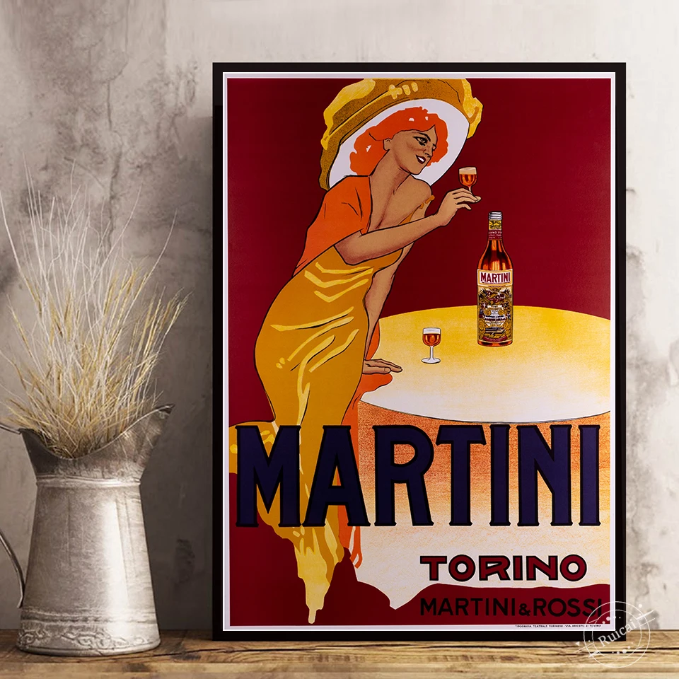 Marvioloncello Dudovich c.a 1950 - MARTINI & ROSSI TORINO-pubblicità Poster  Vintage Wall Art stampe su tela per soggiorno camera da letto - AliExpress