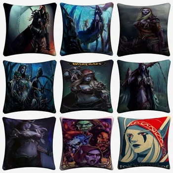 

Sylvanas Windrunner WOW Game Decorative Linen Cushion Cover 45x45cm Pillowcase For Sofa Home Decor Throw Pillow Case Almofada