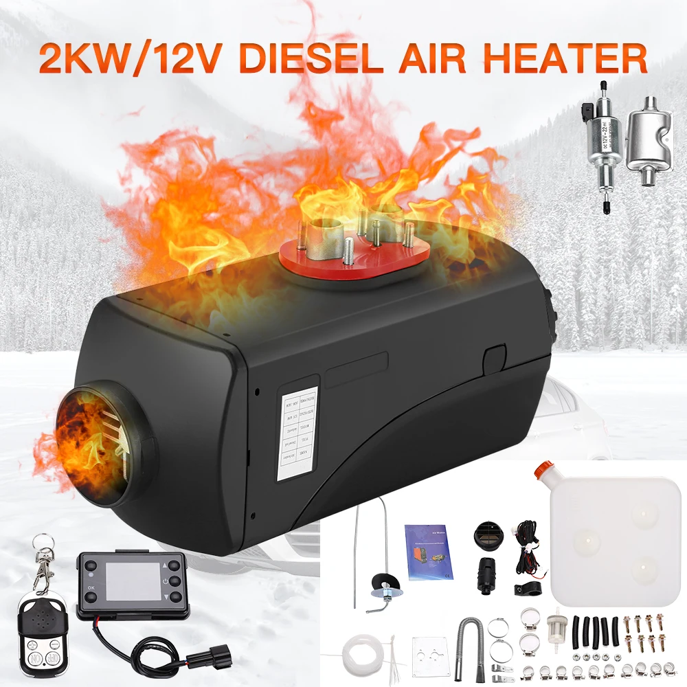 

2KW 12 Volt Diesel Air Heater Tank Vent Duct Remote Control For RV Trucks Boats