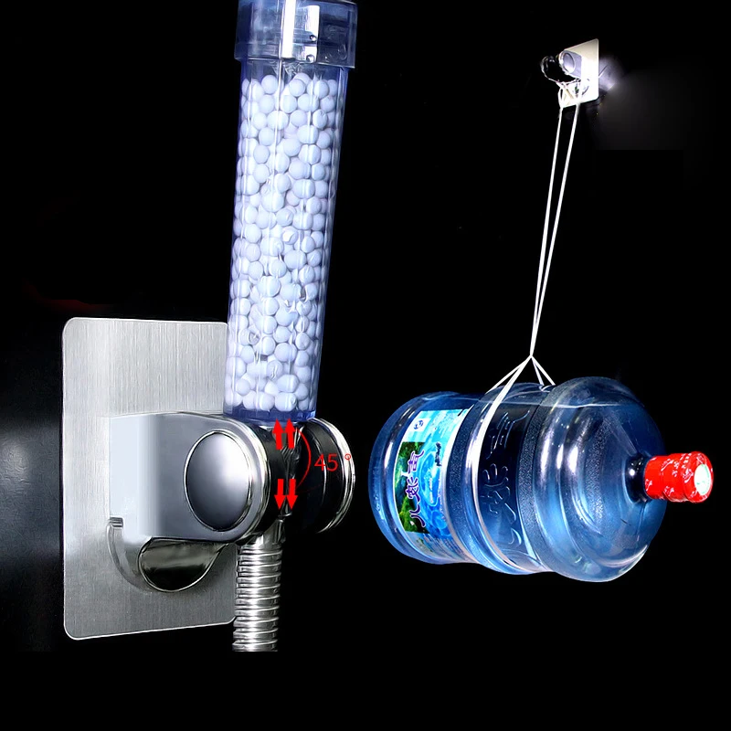 Adjustable Self-adhesive Handheld Suction Up Chrome Polished Showerhead Holder Wall Mounted Bathroom Shower Holder Bracket