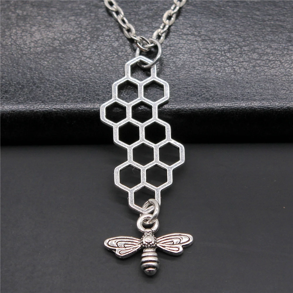 Модные подвески в виде пчелы античном стиле серебряного цвета 45x15 мм ожерелье с