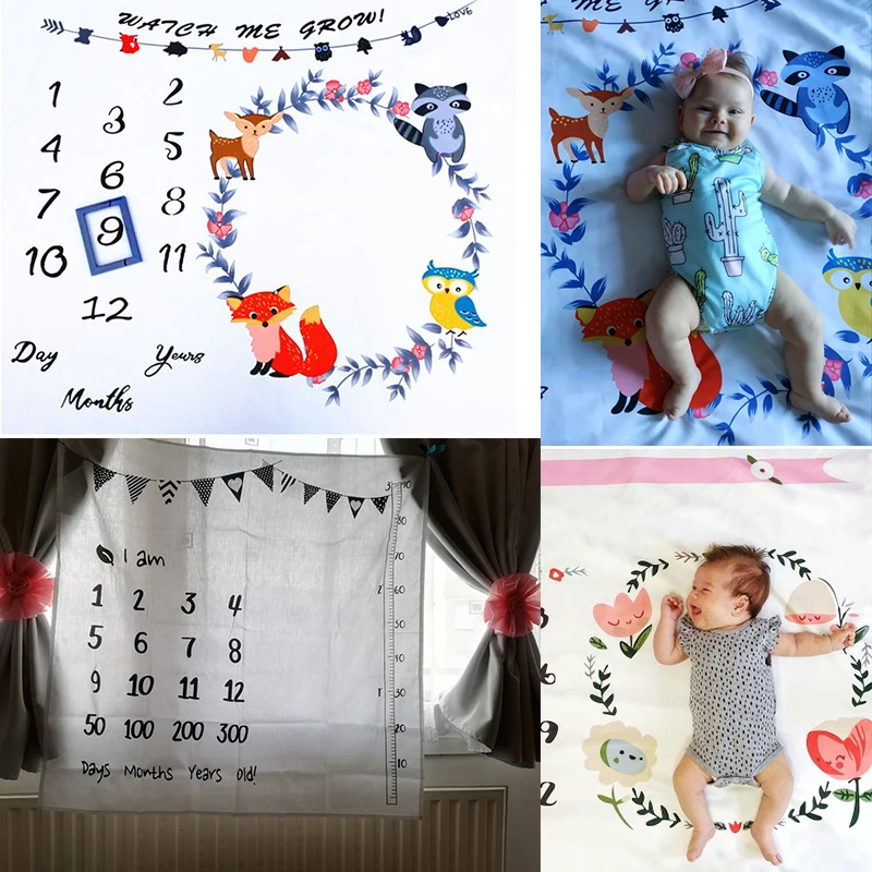 Baby Photography Blanket Props Baby Milestone Blanket Receving Background Baby Monthly Blanket for Shooting Photo accessoriesdiy baby 