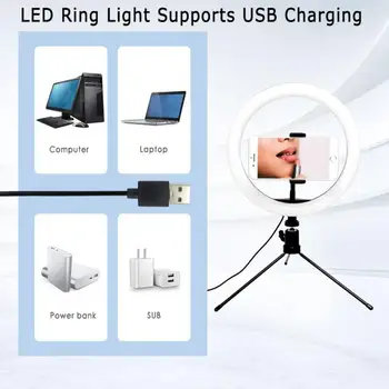 

10 inch / 26cm LED Ring Light Dimmable LED Phone Holder For Selfie Makeup Photography Video Stream For Live YouTube Fill Light