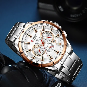 Sports Watches Men‘s Luxury Brand CURREN Stainless Steel Quartz Watch Chronograph Date Wristwatch Fashion Business Male Clock 5