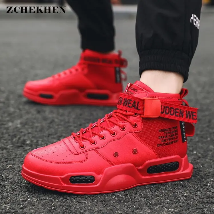 Best Men #039;s High Top Fashion Chunky Sneakers Outdoor Non slip Breathable Men Shoes Hip Hop Trend Boys Buckle Man Casual Shoes Spring
