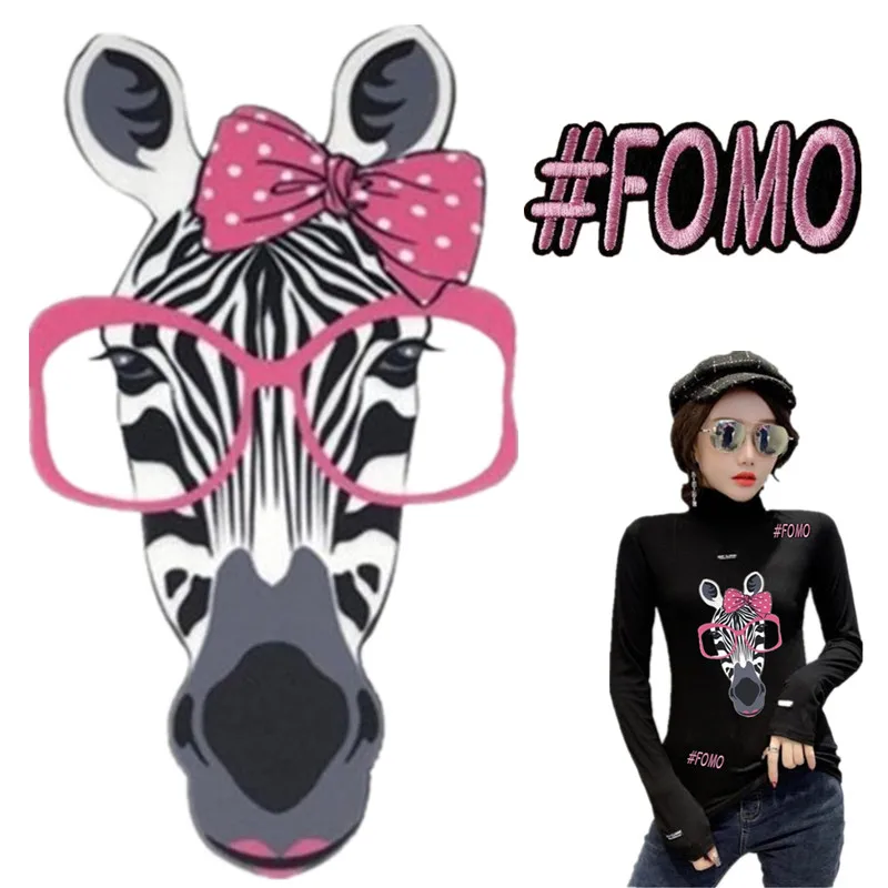 Вышитая нашивка-аппликация в виде головы зебры железные нашивки для одежды