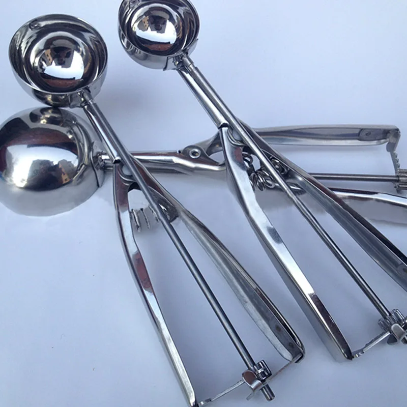 Kitchen 4CM 5CM 6CM Scoop Accessories Steel Spring Tools Ice Cream Ball Dish Stainless Supplies Size Watermelon Biscuit Spoon