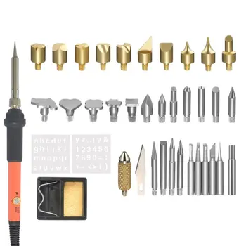 

Electronic Soldering Iron Pyrography Set 60W Wood Burning Kit Woodburner Temperature Adjustable with Carving Knife Engraving