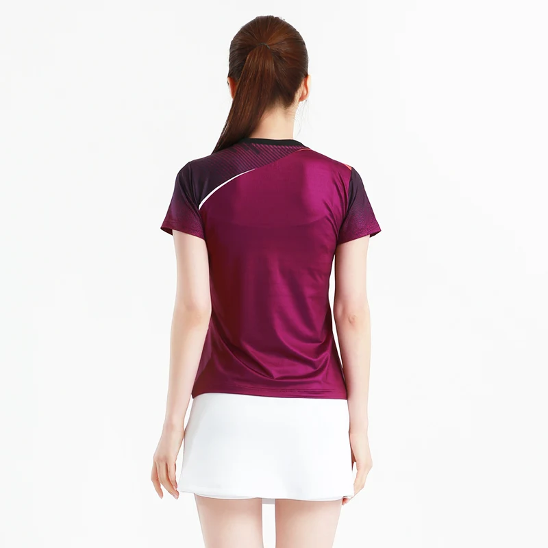 Men Women Tennis T-Shirt, Purple red Color Quick Dry Tennis T Shirts, Girl Badminton Table tennis Clothes, Man Athletic Tops Tee
