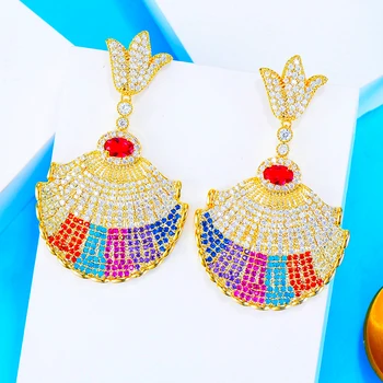 

GODKI Luxury Trendy Multicolor CZ Pendant Earrings For Women Dangle Luxury Mirco Paved Cubic Zircon Womens Earrings in Jewelry