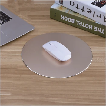 

FFFAS 220x220MM Face Side Back Resin Aluminium Alloy Mouse pad Round Fashion Metal Waterproof Mousepad for Laptop Comperter Gift