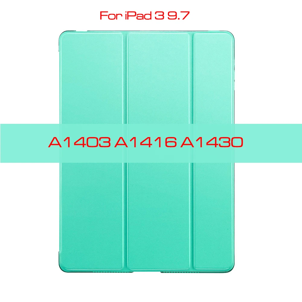 Чехол qijun для ipad 2, 3, 4, 9,7 дюймов, Чехлы для ipad 2, ipad 3, ipad 4, A1395, A1416, A1460, чехол из искусственной кожи, чехол с функцией автоматического сна - Цвет: Mint -iPad 3