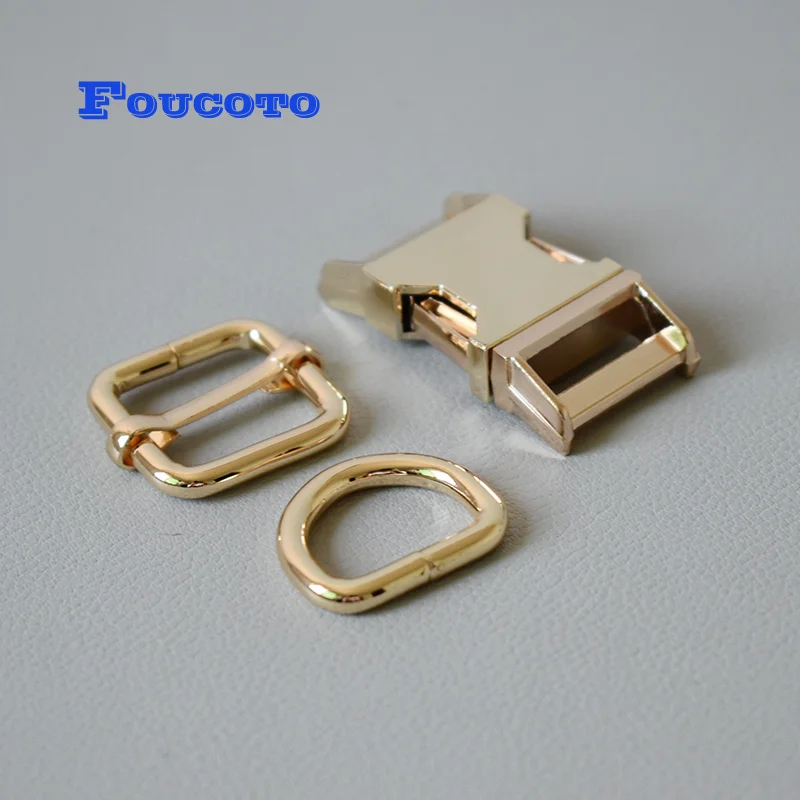 

10 sets Metal bag backpack belt straps quick side release buckle D rings sliders dog collar webbing clip clasp DIY accessories