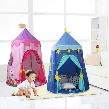

Kids Tent Castle Play Tent Indoor Playhouse Yurt Tent With Prop Up Folding Cubby Toys Castle Enfant Room House For Indoor Games