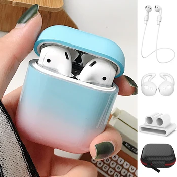

1/5PSC clear case for airpods case cute Smooth gradient cover for airpods 2 earplug Anti-lost rope sport case for airpods 2 case