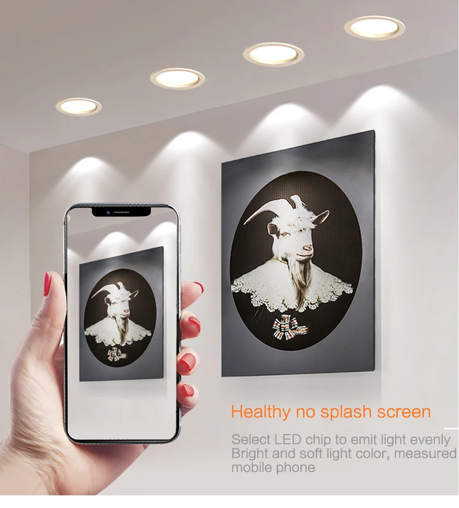 LED Downlight AC 220V 7W 9W 12W 15W 18W Cold Warm Round Recessed Lamp LED Ceiling Light Silver / White Side For Kitchen Bedroom