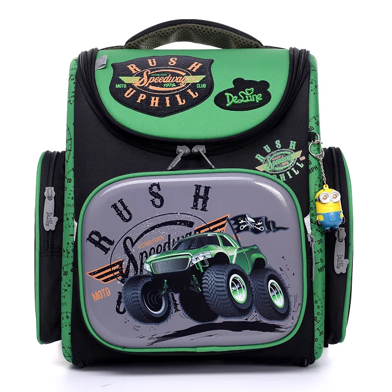 Delune брендовые 1-3 класс ортопедические школьная сумка для мальчиков Автомобили сложенный ЭВА дети Начальная школа рюкзак Mochila Infantil - Цвет: C