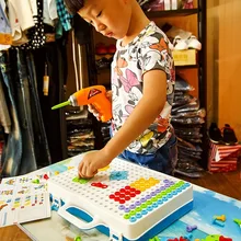 Детские игрушки, дрель-головоломка, развивающие игрушки, сделай сам, винтовая группа, игрушки, набор инструментов, Детский пазл, мозаика, дизайн, строительные детские игрушки