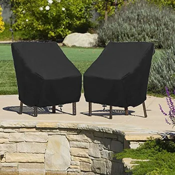 

Garden Parkland Patio Dustproof Chair Covers BBQ Veranda UV Protection Stacking Black Chair Cover Outdoor Furniture Waterproof