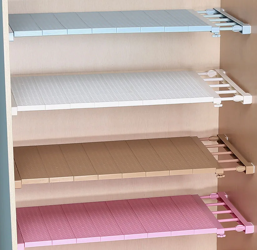 

Adjustable Closet Organizer Storage Shelf Wall Mounted Kitchen Rack Space 1PC 4 Colors