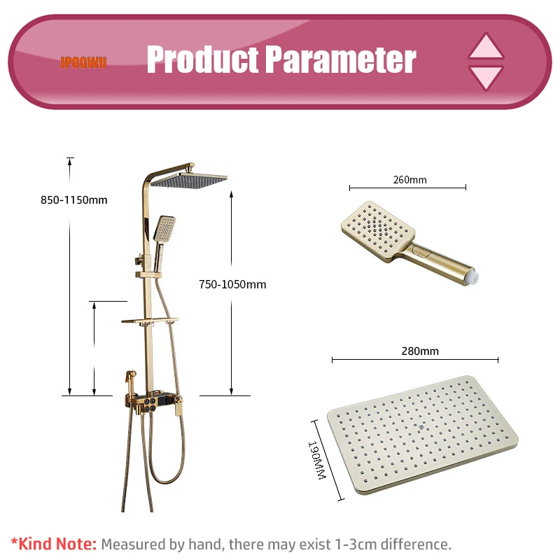Gold Digital Shower Faucet System Bathroom Hot Cold Thermostatic Bath Set Wall Mount SPA Mixer Rain Tap Bathtub Luxury Torneiras