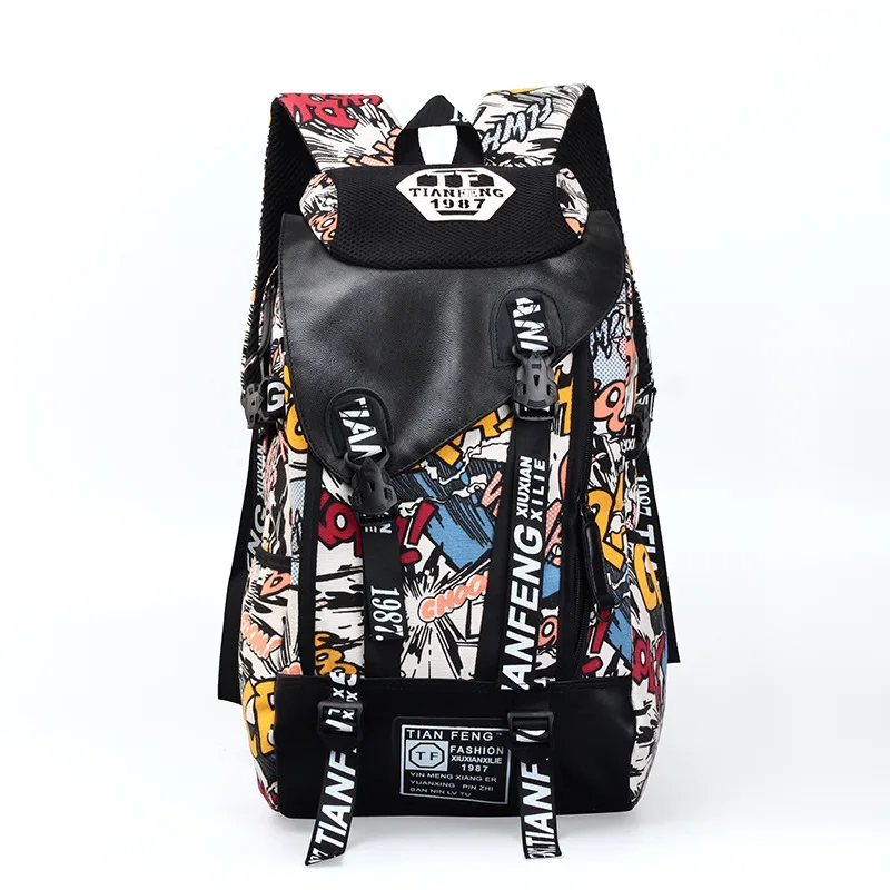 

The new 202 large capacity travel bag printed pattern casual canvas backpack men's fashion trend big travel backpack