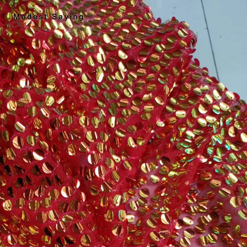 colorful red 3Y светильник, Синяя лазерная рыбья чешуя, 9 мм, блестящая ткань для вечерних платьев, свадебное платье, симфония, тканевая сетка для фотосъемки - Цвет: colorful red