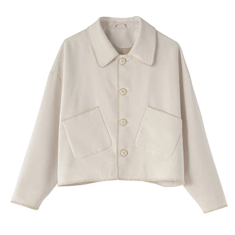 

Solid Elegant Blend Coat Women Autumn Spring Turn Down Collar Batwing Long Sleeve Fashion Jacket Pockets Woolen Casual Outwear