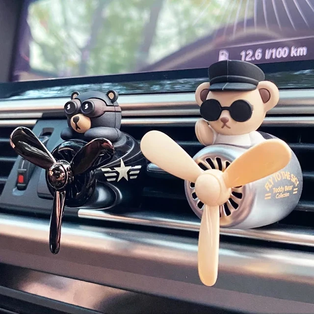 Teddy Bear Duck Car Air Freshener Pilot Rotating Propeller Outlet Fragrance Magnetic Design Auto Fragrance Ornament Accesorios