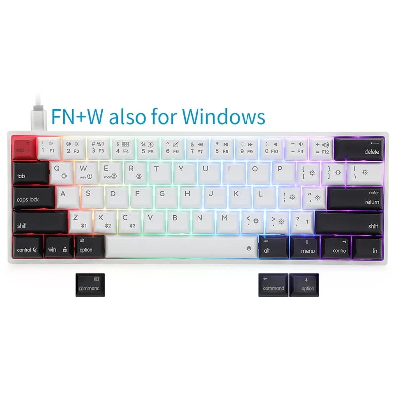 AK61 HotSwap Mechanical Keyboard Mini Portable Wired PBT Keycap Gateron Switch RGB Gaming Keyboard Designed for -Mac/Win