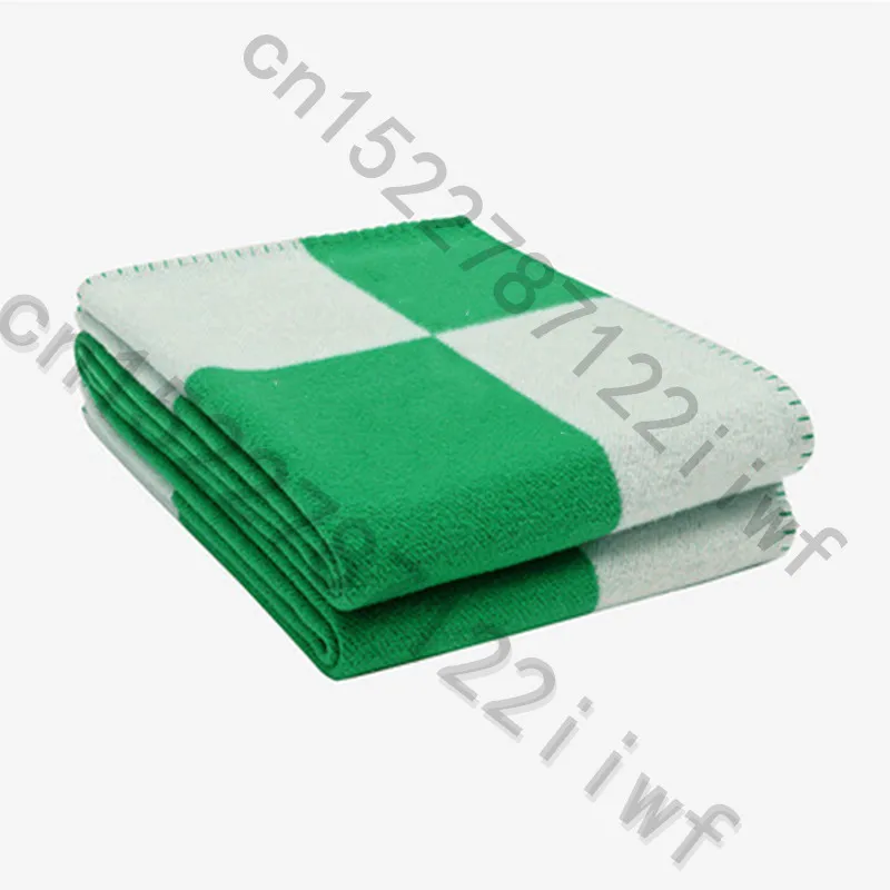Брендовое Клетчатое одеяло H из кашемира, вязаный крючком мягкий шерстяной шарф, шаль, портативный теплый диван, кровать из флиса, вязаное розовое одеяло, наволочка - Цвет: H Blanket Green