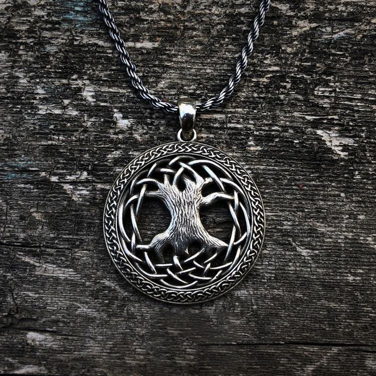 

925 Silver Original Handmade Amulet Tree Personality Men And Women Necklace Pendant