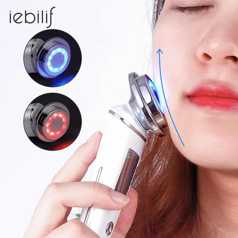 

Ultrasound Face Lifting Warm Hot Therapy Vibration Massager LED Photon Wrinkle Removal Skin Tightening Ion Face Beauty Device