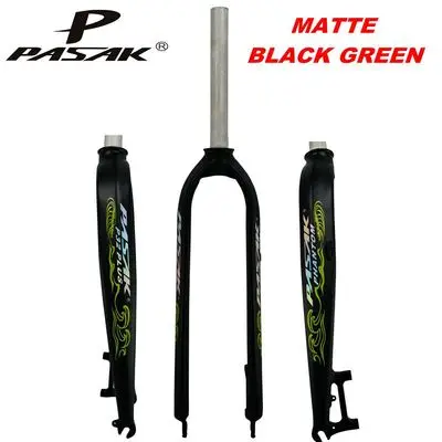 PASAK жесткая вилка для велосипеда 2" 27,5" 2" алюминиевая горная Велосипедная вилка для шоссейного велосипеда жесткая модель P32 дисковый тормоз - Цвет: Matte black green
