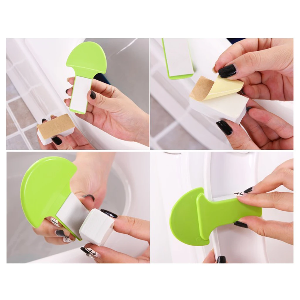 2 Pieces Plastic Avoid Touching Self Adhesive Sanitary Toilet Seat Cover Lifter Lower Lid Handle Holder for Bathroom Home Hotel