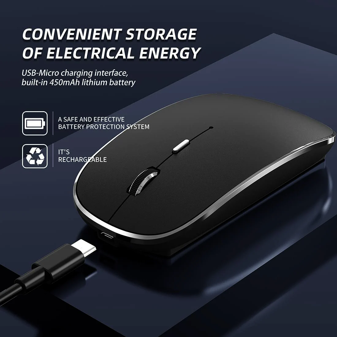 Wireless Mouse Wireless Mouse Chargeable Portable Silent USB and Type-C Dual Mode Mouse 3 Adjustable DPI Laptop Mac MacBook Android PC