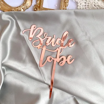 

Bride To Be Acrylic Cake Topper Wedding Bridal Shower Gold Acrylic Cupcake Toppers for Engaged Wedding Party Cake Decorations