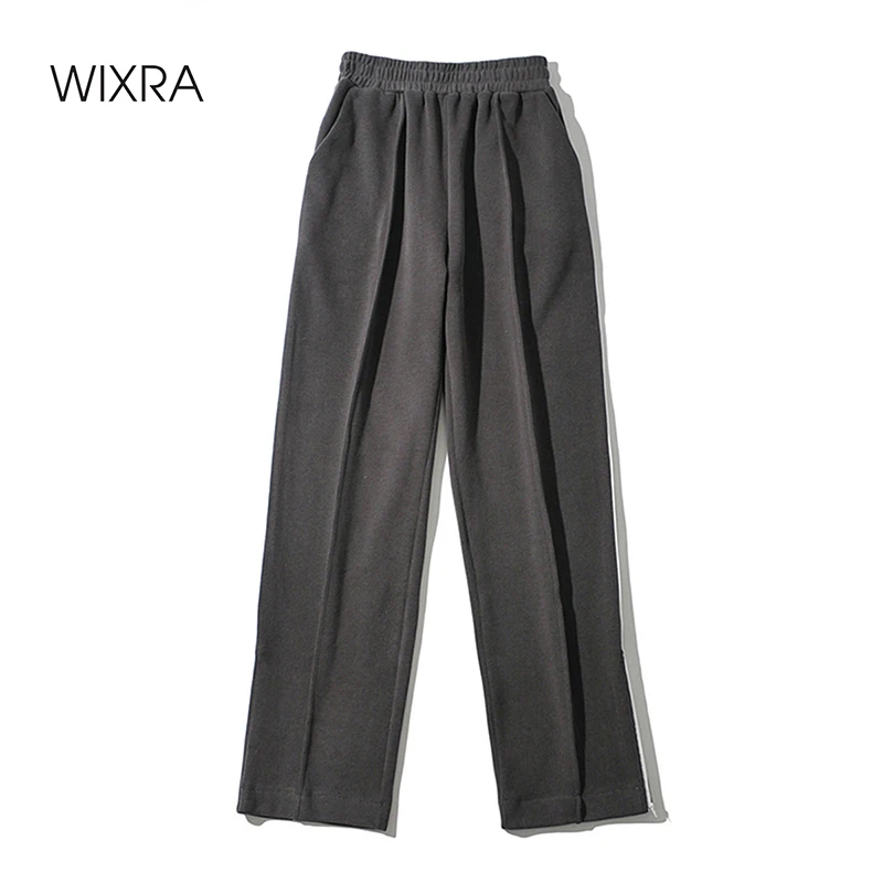 

Брюки Wixra женские хлопковые прямые, повседневные свободные спортивные брюки с карманами с эластичным поясом, с карманами, на молнии
