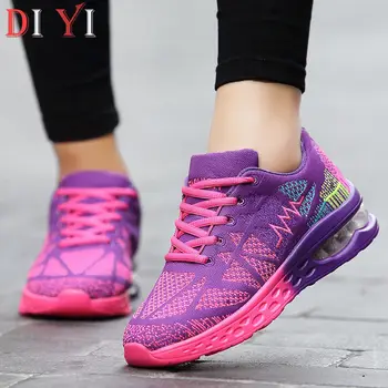 

Mesh Women Shoes for Woman Professional Air Cushion Casual Sneaker Printed Lace-Up Increased Walking Women's Shoes Big Size E16