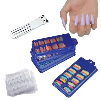 

Yayoge 100pcs Professional Fake Coffin Long Nails Extension System Full Cover 10 Sizes Colorful Nail Tips For Nail Art