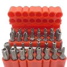 Juego de brocas de seguridad Torx, llave de estrella hexagonal, destornillador, punta de mano, acero al cromo-Vanadio, 33 Uds.