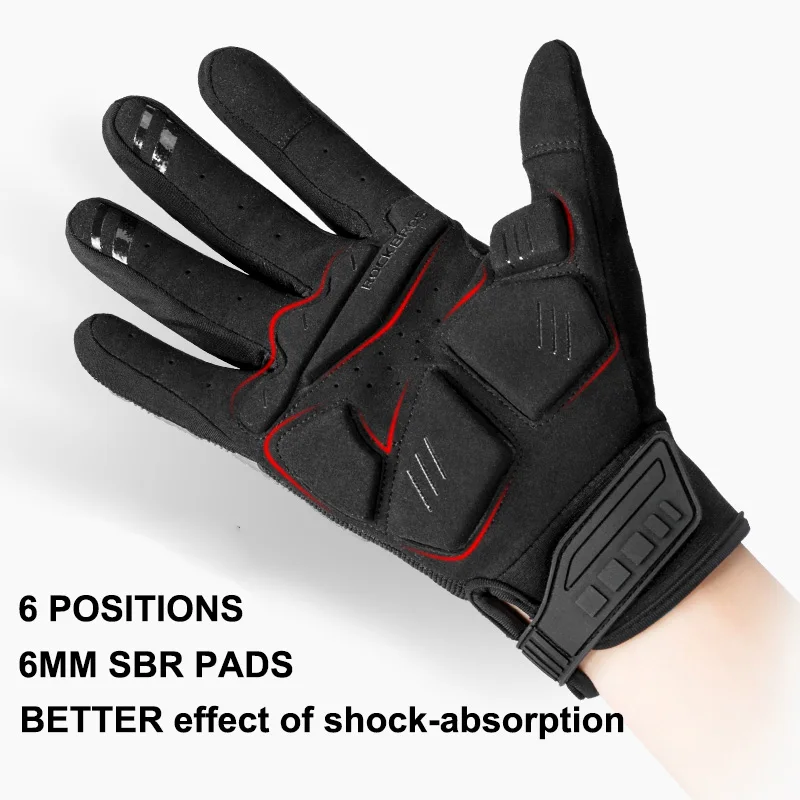 ROCKBROS Bicycle Gloves Full Fingers Shock-absorption Touch Screen Men MTB Bike Cycling Motorcycle Sportswear Spring Autumn